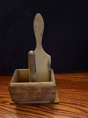 Antique Wood Butter Press & Paddle